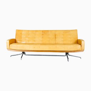 German Cubic Leather 3-Seater Sofa by Ulrich Böhme for Thonet, 1960s