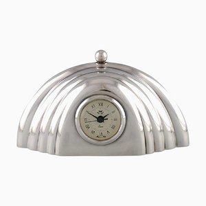 Silver-Plated Metal Table Clock by Lino Sabattini, Italy, 1980s