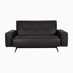Black Leather 2-Seat Couch by Rolf Benz, 1950s