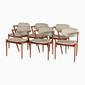 Teak Model 42 Dining Chairs by Kai Kristiansen for Schou Andersen, Set of 6