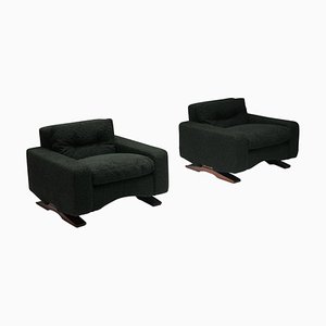 Dark Green Boucle Lounge Chairs by Franz Sartori for Flexform, Italy, Set of 2