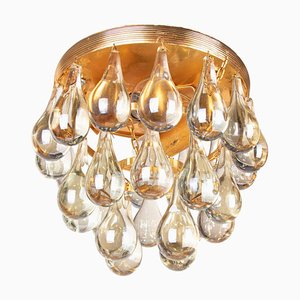 Small German Murano Glass Flush Mount Chandelier from Palwa, 1960