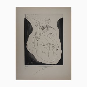 Pierre-Yves Tremois, Acteon Faune et femme, Gravure Originale