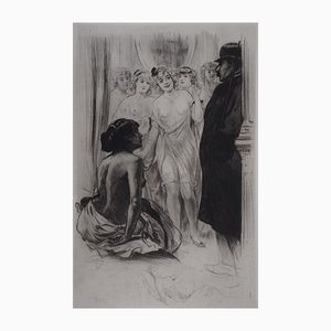Alméry Lobel-Riche, Waiting for the Client, Original Etching