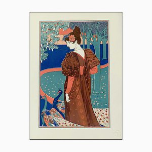Louis Rhead, La femme au paon, 1898, Lithographie originale