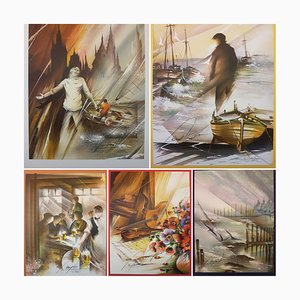 Raymond Poulet, Jacques Brel: Living Standing, Lithographs, Set of 5