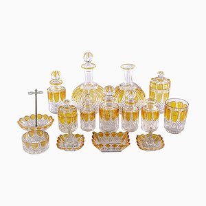 Amber-Coloured Glass Items, Set of 15