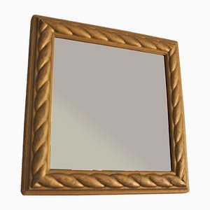 Vintage Baroque Square Mirror in Gold Gilt Wooden Frame