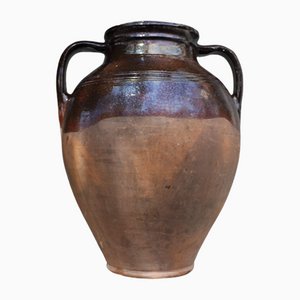 Large Rustic Terracotta Pot with Handles for Wine or Food Storage