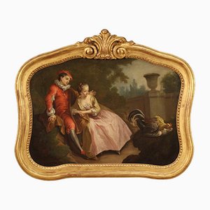 Peinture Rococo, France, 18ème Siècle, Huile sur Toile, Encadrée