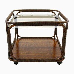 Rattan Bar Cart or Side Table, 1970s