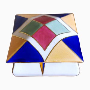 Petite Boîte Art Nouveau en Porcelaine Multicolore de Galluba & Hofmann, Allemagne