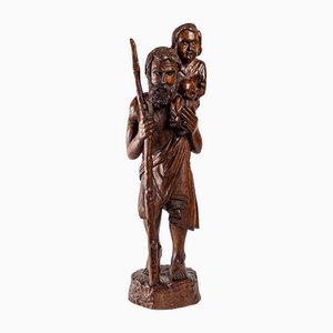 Saint Christophe and the Child Jesus, Patinated Wood