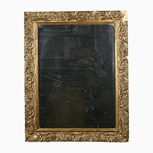 Marco de espejo de madera dorada, década de 1800