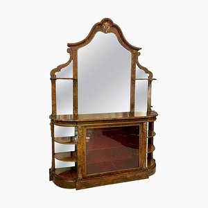 Antique Victorian Burr Walnut Ormolu Mounted Mirror Back Credenza
