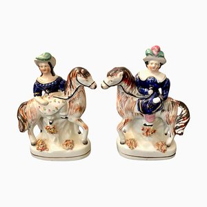 Figuras de Staffordshire victorianas antiguas. Juego de 2