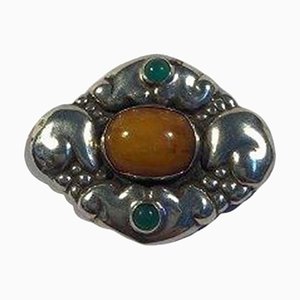 Silver Brooch with Amber by Evald Nielsen