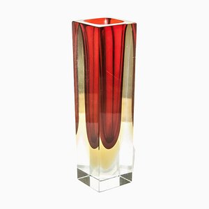 Small Red Hand-Crafted Murano Glass Vase by Flavio Poli, Italy, 1960