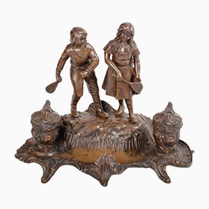 Tennis Double Inkwell by A. Bossu, Late 19th Century