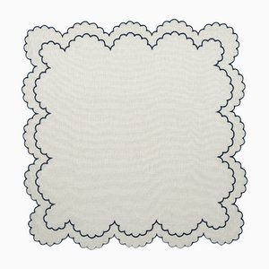 BILBAO Off White/Navy Embroidered Linen Placemat from Los Encajeros