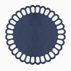 Mantel individual Zurbano de lino azul marino de Los Encajeros