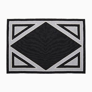 Mantel individual Triangu de lino negro y gris de Los Encajeros