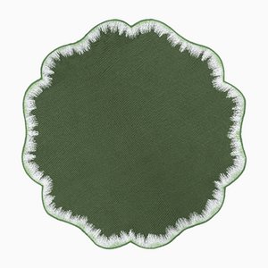 VALVER Green Embroidered Linen Placemat from Los Encajeros