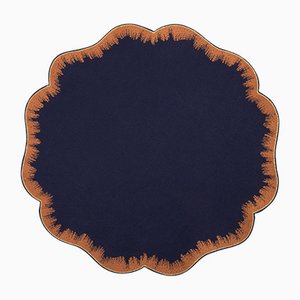 VALVER Navy/Mustard Embroidered Linen Placemat from Los Encajeros