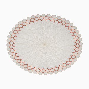 ESCAMAS Coral Embroidered Linen Placemat from Los Encajeros