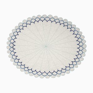 ESCAMAS Blue Embroidered Linen Placemat from Los Encajeros