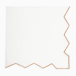 GERNIKA Tobacco Embroidered Linen Napkin from Los Encajeros