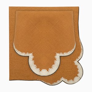 VALVER Tobacco Embroidered Linen Napkin from Los Encajeros