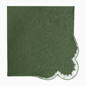 VALVER Riffle Green Embroidered Linen Napkin from Los Encajeros