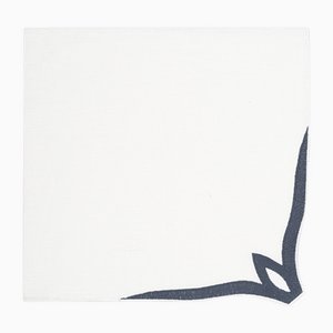 OLIMPIA Dark Grey Embroidered Linen Napkin from Los Encajeros