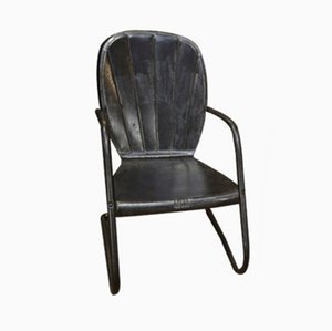 Polierter Metall Stuhl, 1950er