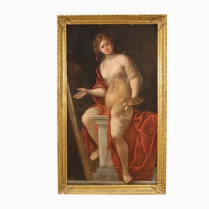 Allegory Painting, 17th-Century, Oil on Canvas, Framed