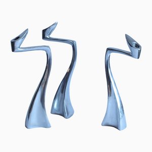 Aluminum Arclumis Swan Candlesticks by Matthew Hilton for SCP England, 1987, Set of 3