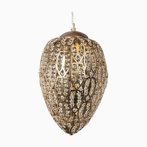 Mittlere Arabesque Hängelampe aus Stahl & Kristallglas mit satiniertem Bronze-Finish von VGnewtrend
