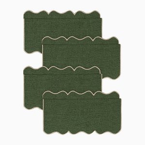 ALHAMBRA Green Linen Cocktail Napkins by Los Encajeros, Set of 4