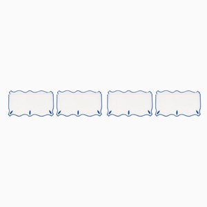 Olimpia Royal Blue Linen Cocktail Napkins by Los Encajeros, Set of 4
