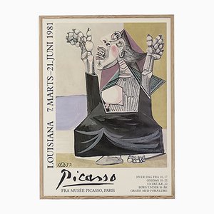 Vintage Pablo Picasso Ausstellungsplakat, Louisiana Art Museum, Dänemark, 1981
