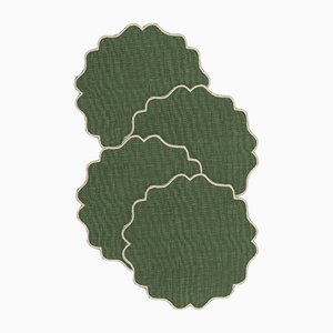 Dessous de Verre Alhambra en Lin Vert par Los Encajeros, Set de 4