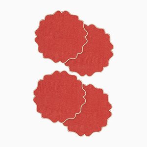 Alhambra Blood Orange Linen Coasters by Los Encajeros, Set of 4