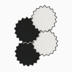 Triangu Black/Grey Linen Coasters by Los Encajeros, Set of 4