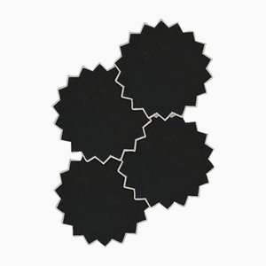 Triangu Black/White Linen Coasters by Los Encajeros, Set of 4