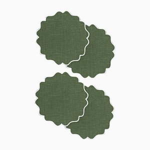 Valver Green Linen Coasters by Los Encajeros, Set of 4