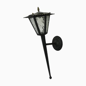 Exterior Outdoor Porch Light Lantern with Wrought Iron Glass, 1970s