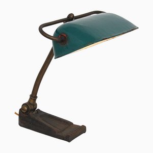 Desk Lamp with Enameled Hood, 1930s