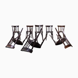 French Dark Walnut & Bentwood Dining Chairs from Fischel, 1940s, Set of 8