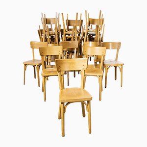 French Blonde Beech & Bentwood Dining Chairs from Baumann, 1950s, Set of 24